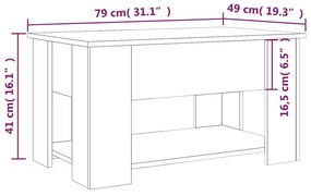 Mesa de centro 79x49x41 cm madeira processada carvalho fumado