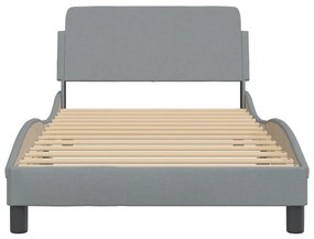 Estrutura de cama sem colchão 100x200 cm tecido cinzento-claro