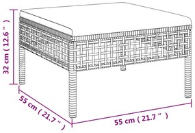 7 pcs conjunto lounge de jardim c/ almofadões vime PE cinzento