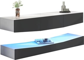 Móvel TV Suspenso de Parede com Luz LED – Amarante – 180x40 cm – Cinze