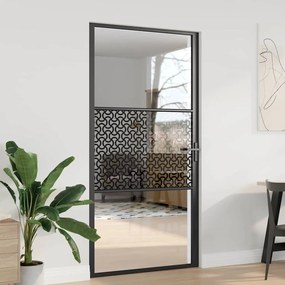 vidaXL Porta Interna Preto 102.5 x 201.5 cm Vidro Temperado, Alumínio