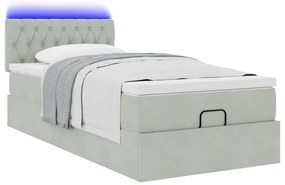 Estrutura cama otomana colchão 80x200 cm veludo cinzento claro