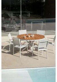 Conjunto De Mesa Redonda (ø140 Cm) E 6 Cadeiras De Jardim Archer Gardénia Branco - Sklum