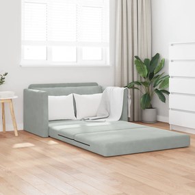 vidaXL Sofá Cama de Chão 2-em-1 Cinza Claro 124x204x61 cm Veludo