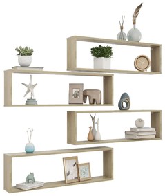 Estantes parede cúbicas 4pcs derivados madeira carvalho sonoma