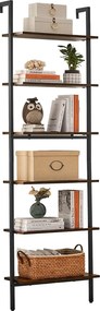 Estante de 6 prateleiras tipo escada para livros 30 x 60 x 204,8 cm castanho-preto