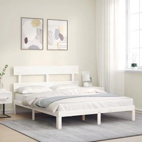 Cama sem colchão 160x200 cm madeira de pinho maciça branco