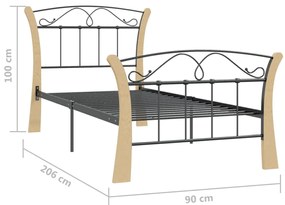 Estrutura de cama 90x200 cm metal preto
