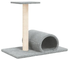 Poste arranhador para gatos com túnel 60x34,5x50 cinza-claro