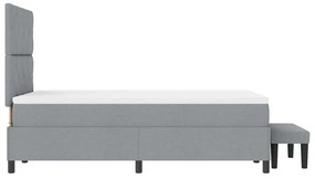 Cama Box Spring com Colchão &amp; Banco Cinza Claro 120x200 cm Tecido