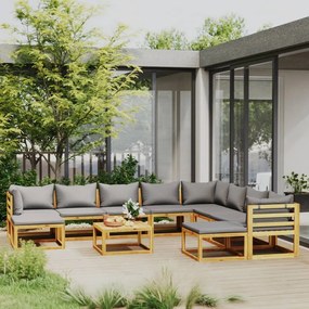 11 pcs conjunto lounge de jardim com almofadões acácia maciça
