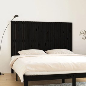 Cabeceira de parede 185x3x110 cm madeira de pinho maciça preto