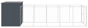 Casota p/ cães c/ parque 214x661x181 cm aço galvaniz. antracite