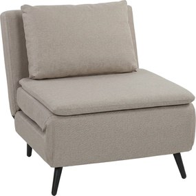 HOMCOM Poltrona Conversível 1 Lugar, Poltrona-Cama Clic-Clac 3 em 1 com Encosto Regulável, Travesseiro, Assento Largo, Castanho Claro | Aosom Portugal