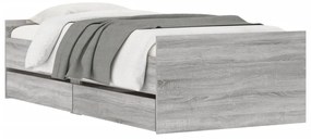 Estrutura de cama com gavetas 90x190 cm cinzento sonoma