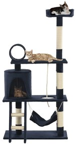 vidaXL Árvore p/ gatos c/ postes arranhadores sisal 140 cm azul escuro