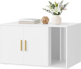Móvel para caixa de areia para gatos com divisória removível 80 x 50 x 45 cm (CAIXA PLASTICA NÃO INCLUIDA), branca
