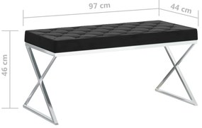 Banco 97 cm aço inoxidável e veludo preto