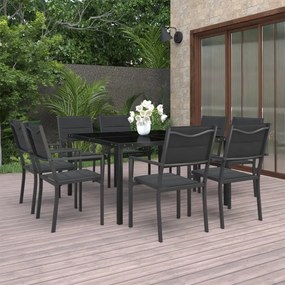 vidaXL 9 pcs conjunto de jantar para exterior aço