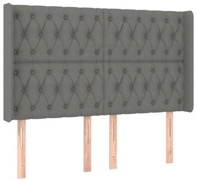 Cama box spring c/ colchão e LED 140x190 cm tecido cinza-escuro