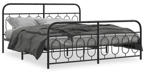 Estrutura de cama com cabeceira e pés 160x200 cm metal preto