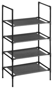 SONGMICS Sapateira de 4 níveis, organizador de sapatos com estrutura de metal, camada de tecido não tecido, para corredor, quarto, sala de estar, 45 x 28 x 80 cm, preto LSR004B02