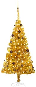 vidaXL Árvore Natal artificial pré-iluminada c/bolas 150cm PET dourado