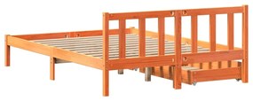 Cama sem colchão 140x190 cm pinho maciço castanho-mel