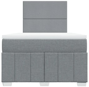 Cama boxspring com colchão 120x190 cm tecido cinzento-claro