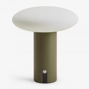 Lâmpada De Mesa Led Sem Fios Para Exterior Em Ferro Zosima Verde Azeitona Intenso - Sklum