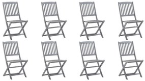 vidaXL Cadeiras de exterior dobráveis 8 pcs madeira de acácia maciça