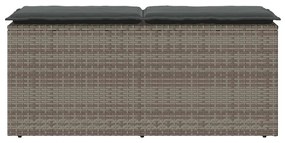 Banco de jardim com almofadão 110x40x44 cm vime PE cinzento