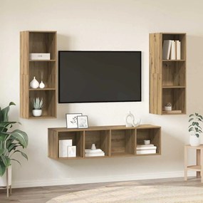 vidaXL Conjunto de Estantes para TV 3 pcs carvalho artisiano