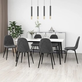 vidaXL Cadeiras de jantar 6 pcs veludo cinzento-escuro