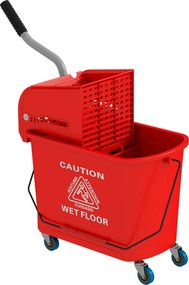 HOMCOM Balde de Limpeza 20L com Rodas e Espremedor Balde para Esfregona com Separador de Água 60x27x70,5 cm Vermelho | Aosom Portugal
