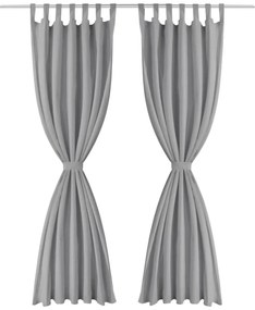 Cortinas de cetim com presilhas 2 pcs 140x225 cm cinzento