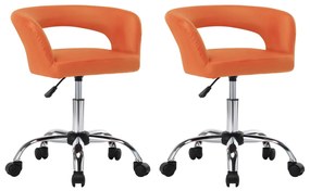 vidaXL Cadeiras de jantar 2 pcs couro artificial laranja