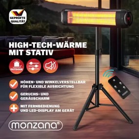 Aquecedor de exterior, 2500 W, infravermelho, de pé preto
