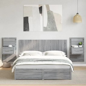 vidaXL Cabeceira cama c/ armários 160cm deriv. de madeira cinza sonoma