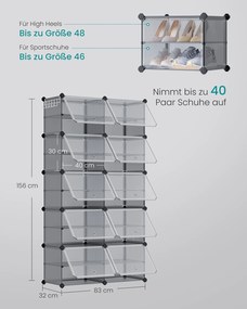 Sapateira com 10 compartimentos 30 x 40 x 30 cm por compartimento cinza ardósia