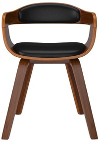 Cadeira de jantar 2pcs madeira curvada e couro artificial preto