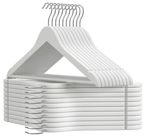 SONGMICS CRW011W02 Conjunto de 20 cabides de borracha, madeira maciça, entalhes antiderrapantes na área dos ombros, com barra para calças, giratório 360° para ternos, camisas, casacos, branco