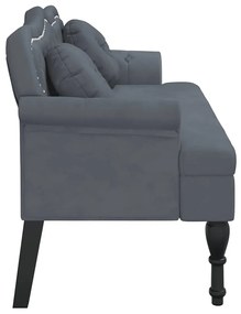 Banco com almofadões 120,5x65x75 cm veludo cinzento-escuro