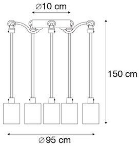 Candeeiro suspenso moderna preto dourado - CAVA 5 Moderno