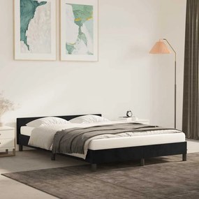 Estrutura de cama sem colchão 140x200 cm veludo preto