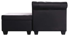 Sofá Chesterfield Chaise Longue - Cor Preto - Couro Artificial - Estru