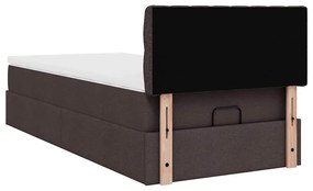 Cama otomana com colchão 100x200 cm tecido castanho escuro
