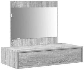 Mesa de maquilhagem pendurada na parede cinza sonoma 83x40x70 cm