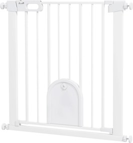 Barreira de segurança para animais com porta de fecho automático e sistema de duplo bloqueio, em aço branco