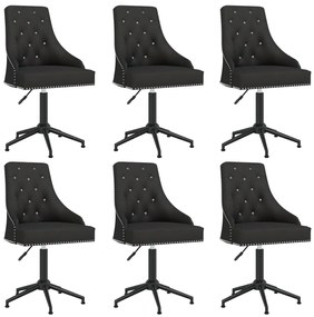 vidaXL Cadeiras de jantar giratórias 6 pcs veludo preto